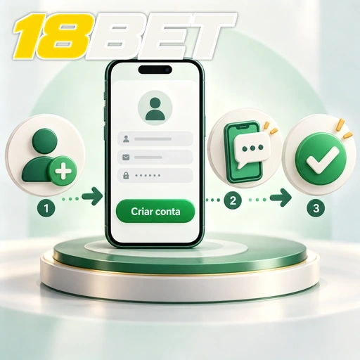 18BET — ilustração das etapas de criação de conta no celular
