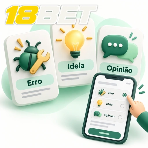 18BET — ilustração das categorias de feedback: erro, ideia e opinião