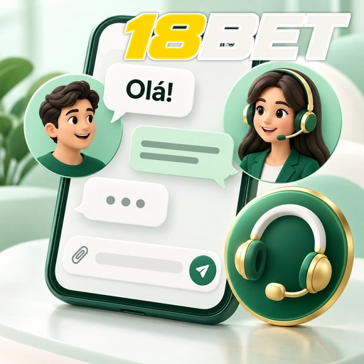 18BET — ilustração de conversa de suporte no celular com atendente e headset