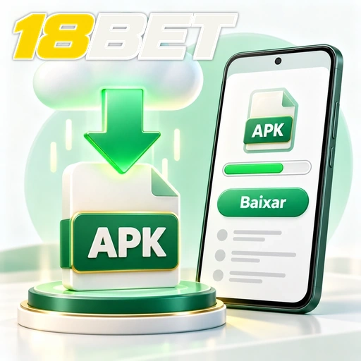 18BET — ilustração de download de APK com seta, nuvem e celular