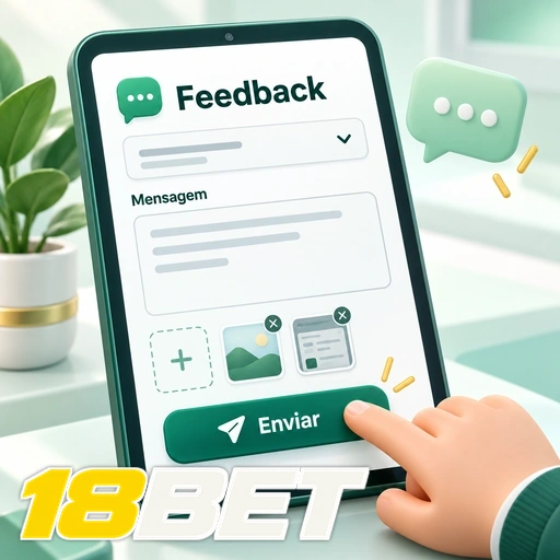 18BET — ilustração de formulário de feedback com campo de mensagem e botão de envio